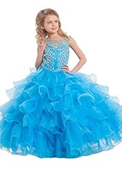Girls  Bateau Neck Crystals Crystal Lace  Sheer Organza  Ball Gown Pageant Dress/Party Dress  With Ruffles
