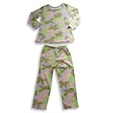 Sara's Prints - Girls Long Sleeve Camouflage Pajamas, Tan, Lime, Lavender