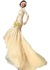 Belted Lace Spring Summer Fall Winter Mermaid Prom Dress 