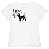 T-Shirt Woman White  I Love My Chihuahuas / Urban Style - Brush  Dog