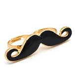 Charmed By Stacy BLACK Mustache Ring (Two-fingers & Adjustable)