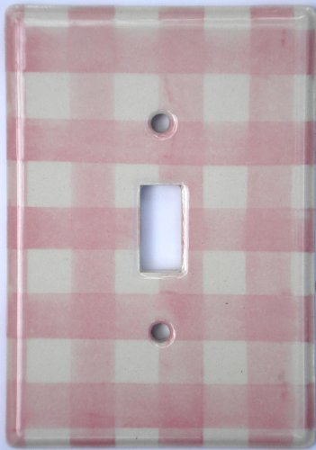 Ceramic Switch Plate Cover: Pink Gingham