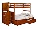 Mission Stairway Bunk Bed with T/F Extension Kit and Under-Bed Drawers