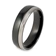 Black Plated Grooved Polished Titanium Ring (6.0mm) - Sizes 8 - 13