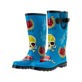 Blue Skull Wellies