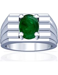 14K White Gold Oval Cut Emerald Solitaire Ring