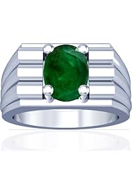18K White Gold Oval Cut Emerald Solitaire Ring