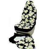 Hawaiian Car Seat Covers, Black Plumeria, set of 2 Front Bucket seat covers, Made in Hawaii USA