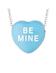 Sterling Silver 17mm Blue enamel Sweethearts BE MINE Heart Pendant