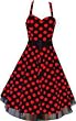 Pretty Kitty Fashion 50s Gro� Rot Polka Dot Schwarz Wei� Neckholder Cocktail Kleid L