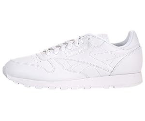 Reebok J90117 Mens Classic Leather Running Shoes, White/White/White - 12