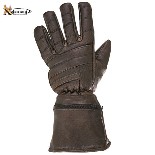 Xelement Driving Retro Mens Brown Leather Gauntlet Motorcycle Gloves