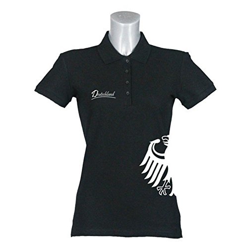 Poloshirt Shirt Adler seitlich Damen schwarz Gr. S – 2XL Germany Deutschland, Größe:M