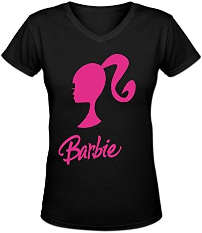 Women's Barbie V Neck Short Sleeve T-shirt XL Black