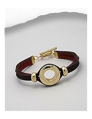Saddle Brown Leather Bracelet In White Base
