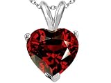 2.00 cts Genuine Garnet Heart Emerald Pendant - 14kt White or Yellow Gold