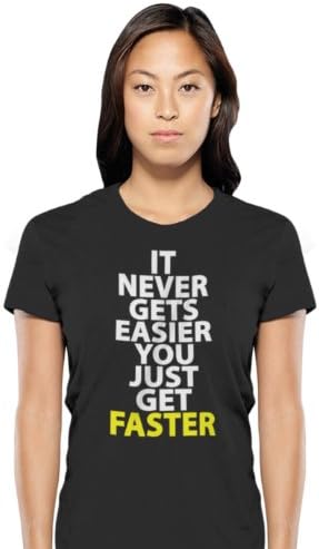 Black Hart Fitness It Never Gets Easier You Just Get Faster Crossfit T-shirt Ladies Black XL