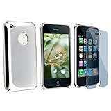 Chrome Silver Hard Case Compatible With Apple iPhone 3GS W/ Free Screen Shi ....