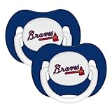 Atlanta Braves 2-pack Infant Blue Pacifier Set - 2015 MLB Solid Color Baby Pacifiers by Baby Fanatic
