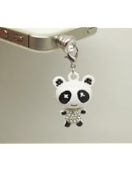 Gift for Him or Her 1pc Bling Crystal Cute Panda Charm Earphone Jack Anti-dust Plug Charm for Iphone 4,4s,4g,5,5c, Samsung, HTC, Nokia, Cell Phone Charm Friends Gift
