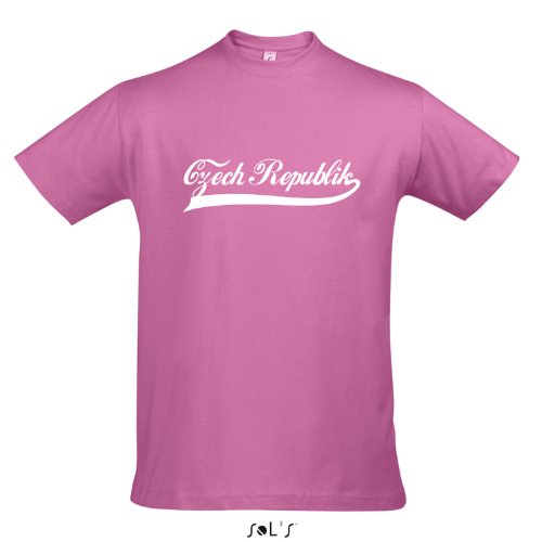 T-Shirt Tschechien Oldschool Czech Republic LÄNDERSHIRT EM / WM FAN Trikot S-XXL , Orchid pink – weiß , L