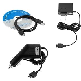USB Data Cable + Rapid Car Charger + Home Travel Charger for AT&T Samsung A767 Propel Cell Phone