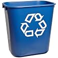 Rubbermaid Commercial Pastic 3.408 Gallon Small Deskside Recycling Container with Universal Recycle Symbol, Legend 
