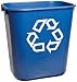 Rubbermaid Commercial Pastic 3.408 Gallon Small Deskside Recycling Container with Universal Recycle Symbol, Legend
