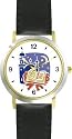 Holy Koran or Quaran Moslem or Muslim Theme - WATCHBUDDY&reg; DELUXE TWO-TONE THEME WATCH - Arabic Numbers - Black Leather Strap-Children's Size-Small ( Boy's Size & Girl's Size )