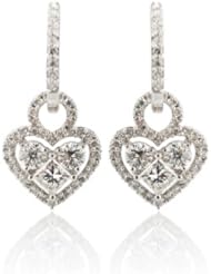 Diamond & 18k White Gold Heart Earrings