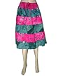Womens Trendy Sequin Skirt Pink and Green Floral Print Cotton Bohemian Skirts 25"