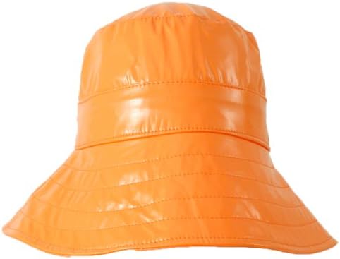 Patent Large Brim Rain Hat. Orange, One Size