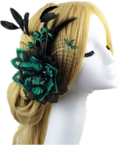 Spikerking Women's Fascinators Feather Headdress Flower Brooch