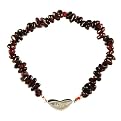 Sterling Silver Garnet Chip "Love" Stretch Bracelet - 7.5