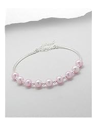 Pink (Dyed) Fresh Water Pearls Bracelet In 92.5 Sterling Silver