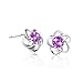 Voberry® Newest Fashion 925 Sterling Silver Plated Rose Flower Shaped Austrian Crystal Stud Earrings for Women Ladies Gift (Purple)