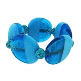 Two Tone Blue Murano Glass Disc Bracelet