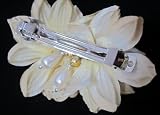 NEW Small Ivory Dahlias with Pearl Vintage Jewelry Hair Flower Barrette Clip, Limited.