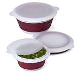 Progressive International Collapsible Prep Bowl Set, Red and White