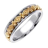14K Two Tone Gold Stylish Celtic Wedding Band