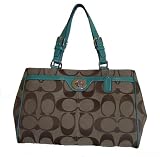 Coach Hamptons Khaki Signature Jade Large Carryall Handbag 14416