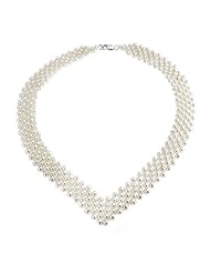 Bling Jewelry Estate Silver 5 Row V Shaped Freshwater Pearl Bridal Necklace 16in
