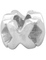 De Buman Sterling Silver Letter X Charm Bead-fits Pandora, Troll & Chamilia European Charm Bracelets