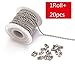 Tiparts 30 Feet Stainless Steel Ball Chains Necklace with 20pcs Connectors Clasps,Silver Bead Chain Sets (Chain Width 2.4mm+20pcs connectors)