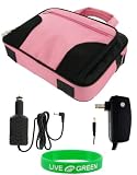 4n1 Combo Acer Aspire One AO751h-1145 11.6-Inch Carrying Case and 12v Car and AC Power Wall Charger - Pink