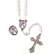 Crystal Rosary - Our Lady of Consolation - 7mm Crystal Beads - 21in. Gold Chain - Center Piece with Matching Lapel Pin - Gift Box Included - IMPORTED FROM ITALY