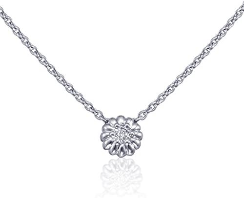 Diamond Round Seed Pendant Necklace-Center Diamond (H-I Color, Single Cut) , 925 Sterling Silver