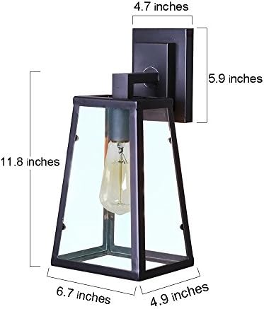 Efine 1 Light Vintage Industrial Rh Wall Sconces Indoor and Outdoor Black Metal Glass Bedside Lamp Max 40w (Bulbs Not Included)