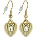 Gold Toned PUFFED HEART Dangle Earrings