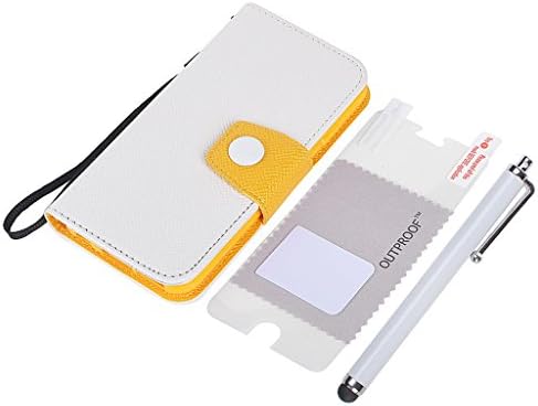 OutProof Fashion-designed Colorful Protective Built-in Slot PU Leather wallet Case for iPhone 6 4.7" (White+Yellow)